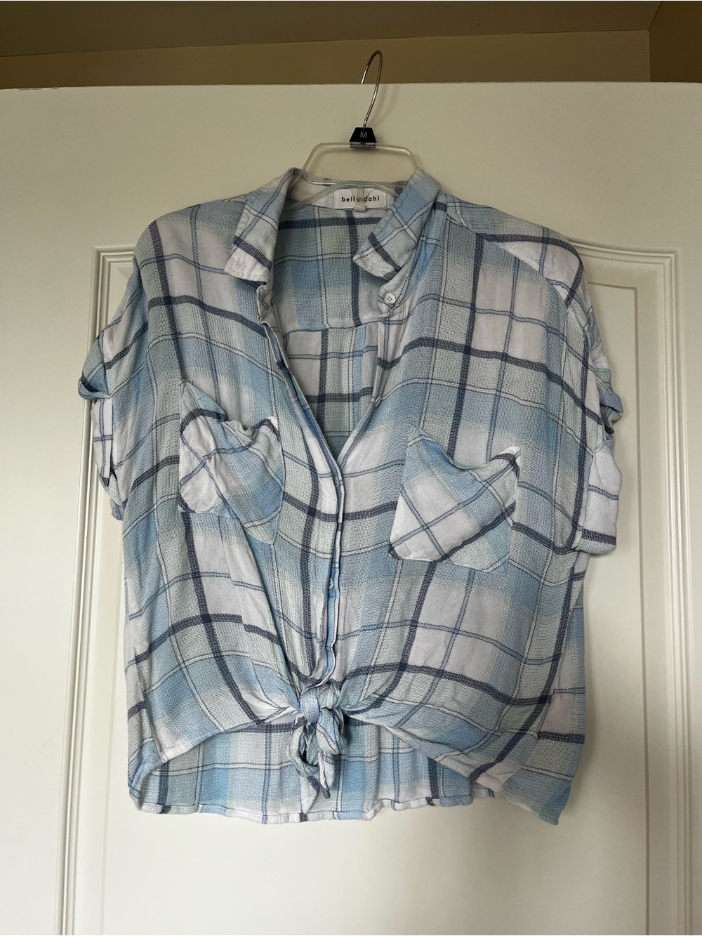 Bella Dahl Light Blue and White Plaid Button Shirt